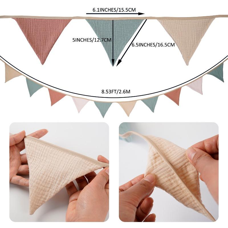 10 Drapeaux 2,6M Fanions en Jute Décoration de Fête de Mariage Banderoles Vintage Accessoire Photo Guirlande pour Maison Baby Shower Carnaval