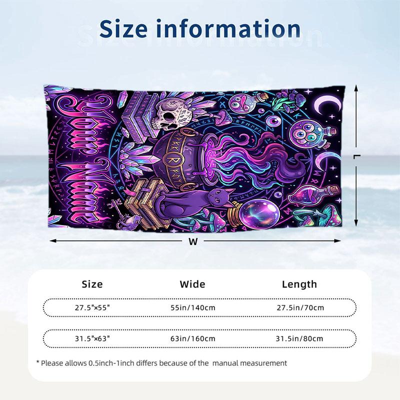 Fantasy Magic Theme Beach Towel Personalized Custom Name & Text Soft Quick Dry Beach Towel for Swimming Travel