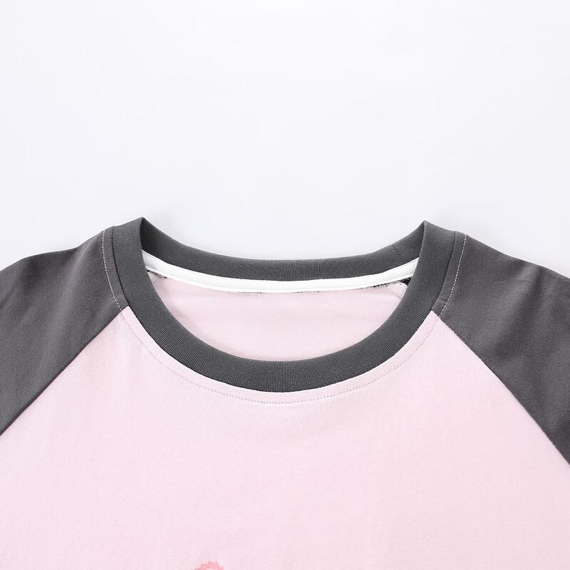 Mongtemore Girls' 2026 Summer Color-Block Print T-Shirt