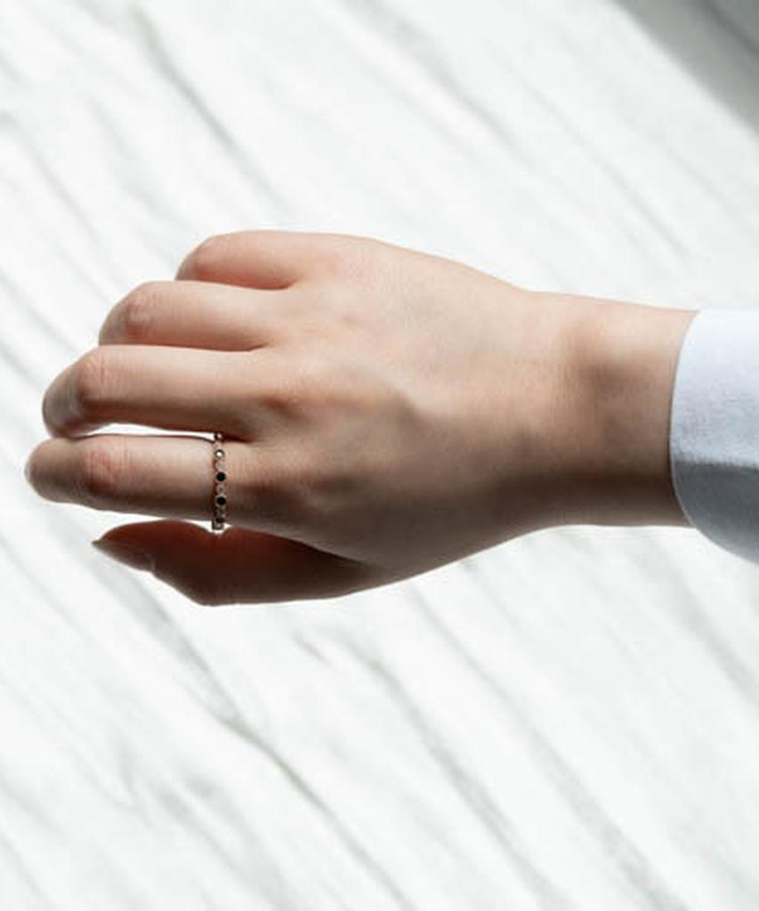 Alleun Silver 925 Cubic Onyx Silver Ring Friendship