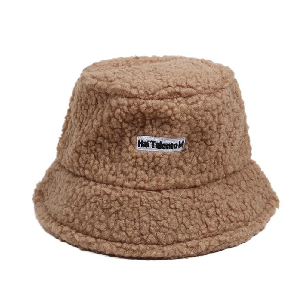 Portable Thick Warm Bucket Hat Lamb Cotton Adjustable Fisherman Cap Warm Beanies Panama Hat Girls Boys