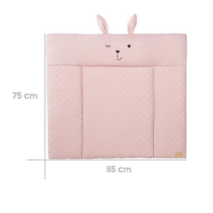 ROBA Matelas À Langer Roba Style - 85 X 75 Cm - Imperméable - Doux Et Facile À Nettoyer - Rose / Visage De Lapin
