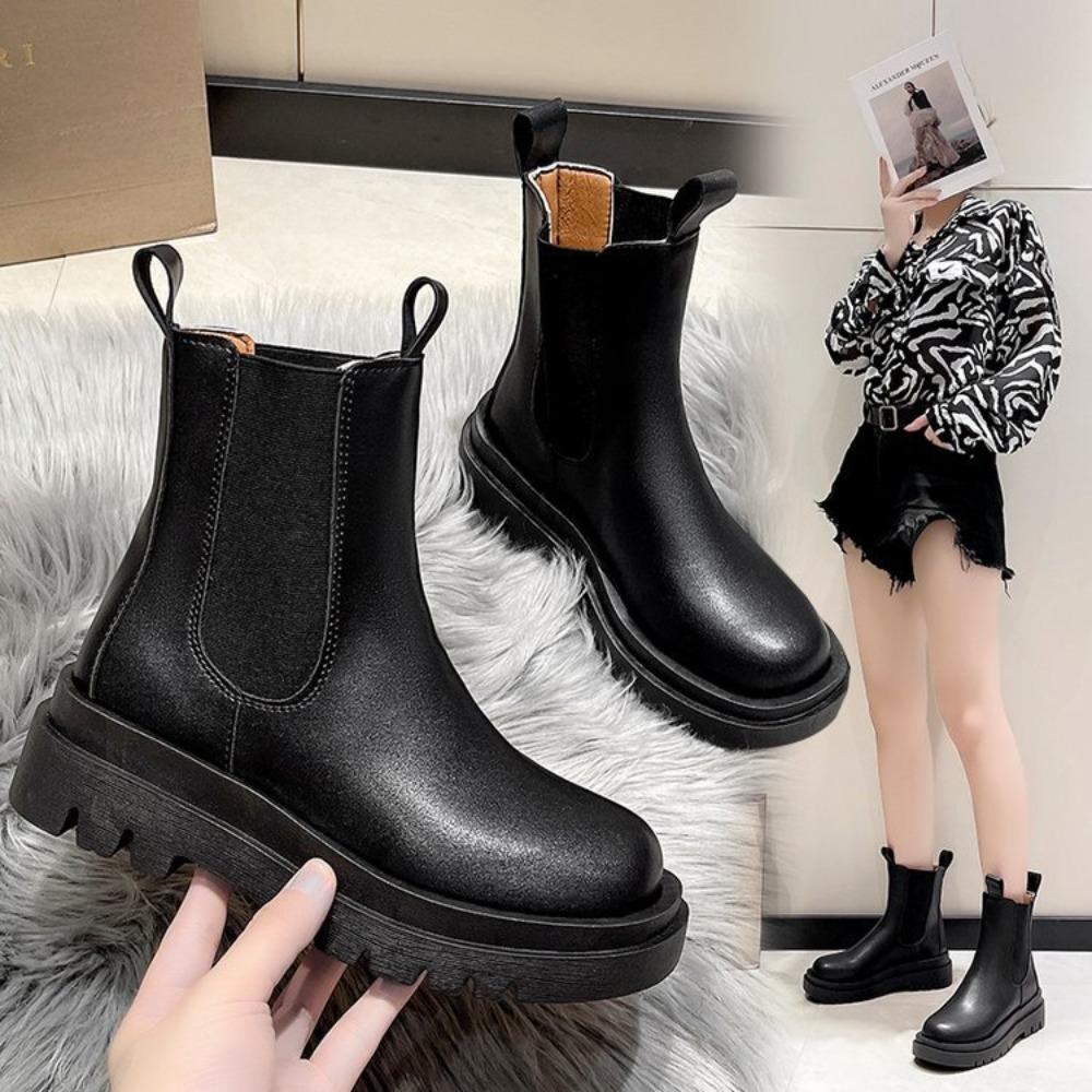 Luxury Women Boots Thick Sole Chelsea Boots Women Flat Casual Boots High Quality Fashion De Mujer Shoes For Women