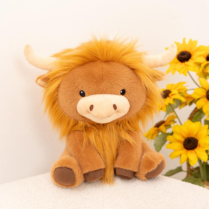 Kawaii Yak Plush Cute Toy Doll Fuzzy Highland Cattle Soft Stuffed Pillow For Animal Lovers Present