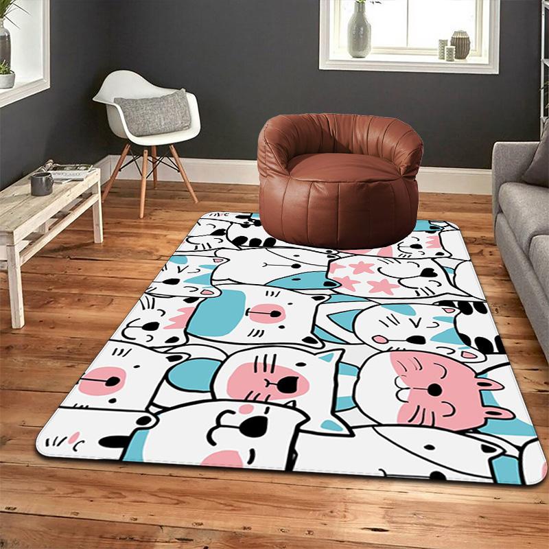 Cozy Cute Cartoon Cat & Animal Print Rug Floor Mat for Living Room or Bedroom Soft and Comfortable Carpet a Gift for Birthday and Holiday.ZFF0913372