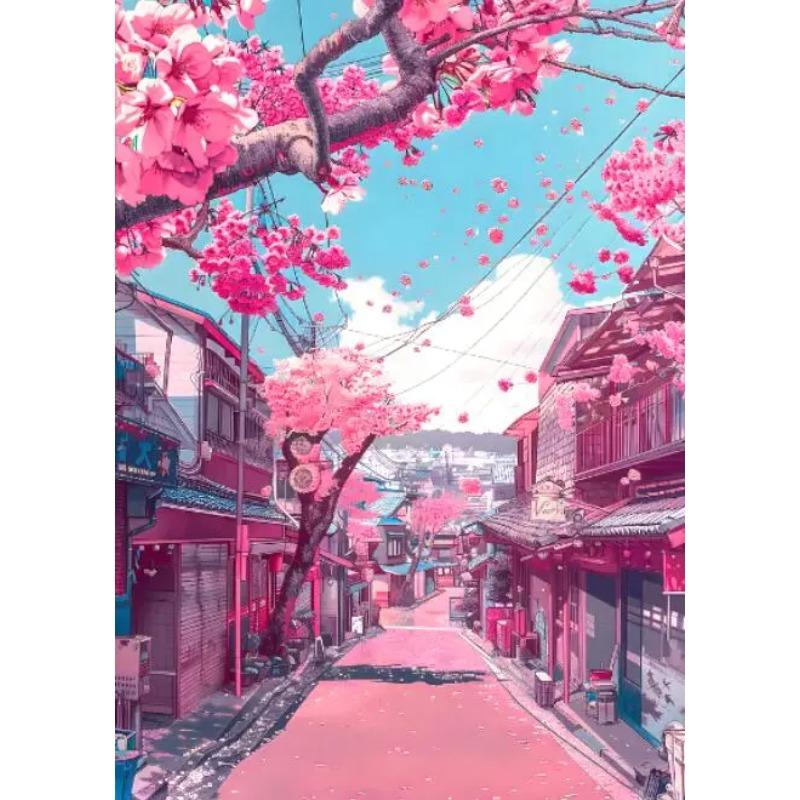Japanese City Street Canvas Wall Art Anime Scenery Print Aesthetic Japan Town Landscape Poster Tokyo Cityscape Canvas Painting