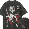 Choso T Shirt Jujutsu Kaisen Men Acid Wash Cursed Womb Painting Anime Streetwear Piercing Blood Cross Vintage Tee