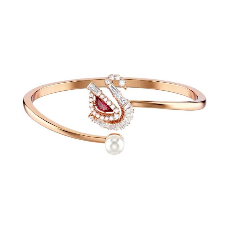 Swarovski Swan shape synthetic cubic zirconia bracelet, unisex couple style, red Red M
