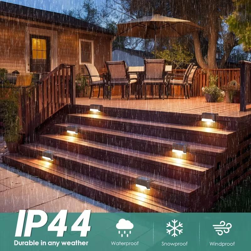 Outdoor Solar Stair Lights LED Waterproof Railing Fence Lights for Garden Yard Step Lighting Enhances Night Safety and Ambience