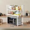 Kitchen Microwave Rack with Hooks Waterproof and Rust Proof Household Oven Seasoning Rack Multilayer Detachable Closet Organizer