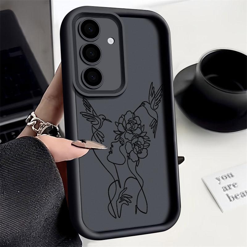 Phone Case For Samsung S26 S25 S24 S23 S21 S20 Ultra Animal Woman Girl Face Line Funda For Galaxy S25 S24 FE S26 Plus Soft Cover