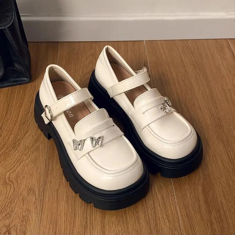 Fashion Ladies Pumps Round Toe Loafers Women's Shoes Platform with Medium Heels Casual Shoe Non Slip Summer 2025 Chic and Elegant Trend