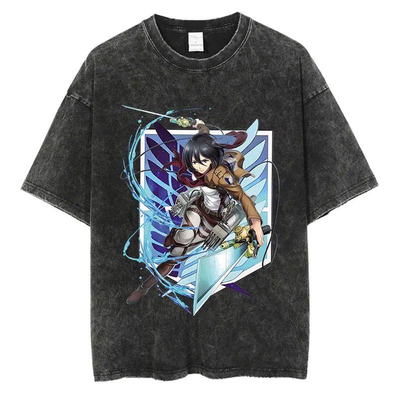 

Japanese Anime Graphic Vintage Washed New Arrival Mens Clothes Tee Shirt Homme Graphic TShirts Men Tshirt for Men Ropa S