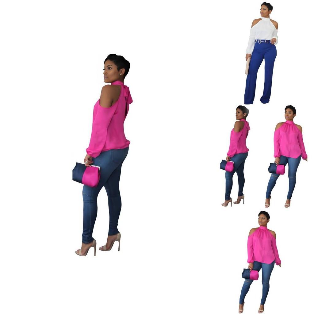 Elegant Ym-8202 Womens Long Sleeve Chiffon T-shirt In Soft Solid Colors For Sweet Style