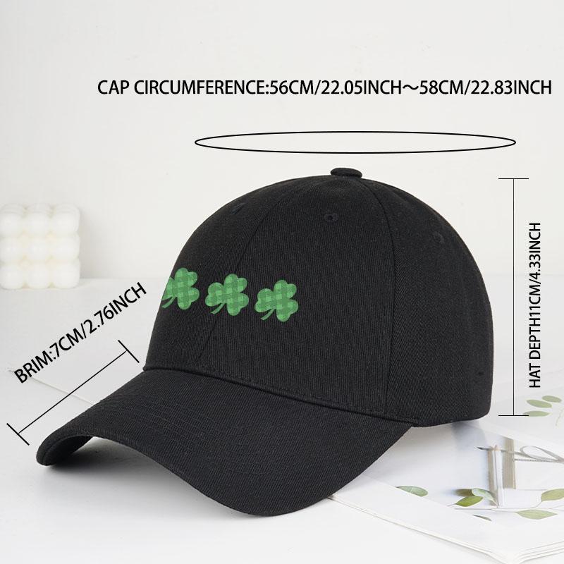 Clover Print SoftTop Baseball Cap Soft Comfortable Lightweight Breathable Lucky Festive St Patricks Day Style Unisex Perfe