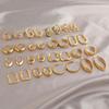 Gold Titanium Steel Geometric Oval Earrings for Women: Light Luxury, High-End Fashion, Elegant and Minimalist Design