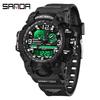 SANDA Women's Trendy LED Dual Display Waterproof Watch with Hourly Chime