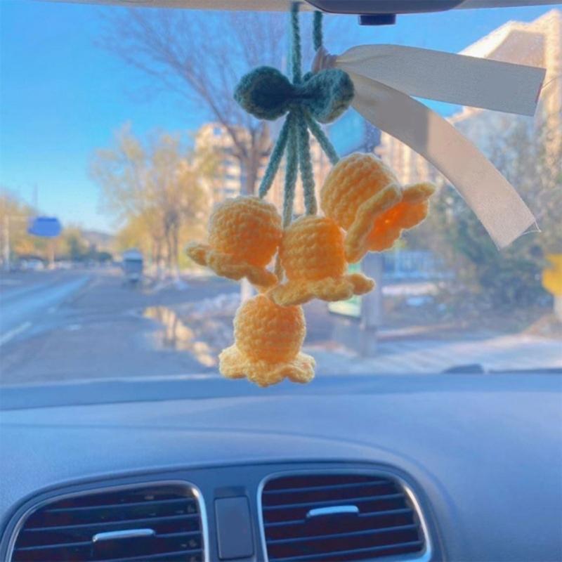 Hanging Decors Cute Bellflower Ornament for Backpacks Keychains Knitted Pendant