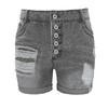 New Slim Fit Single Breasted Pleated Pocket With Rolled Edge Straight Leg Casual Denim Shorts