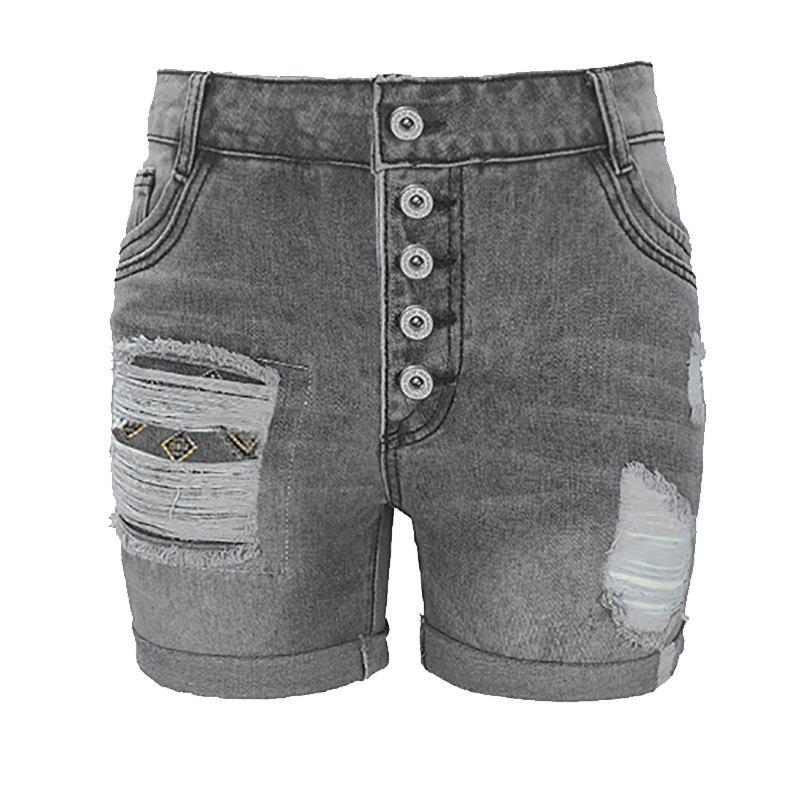 New Slim Fit Single Breasted Pleated Pocket With Rolled Edge Straight Leg Casual Denim Shorts