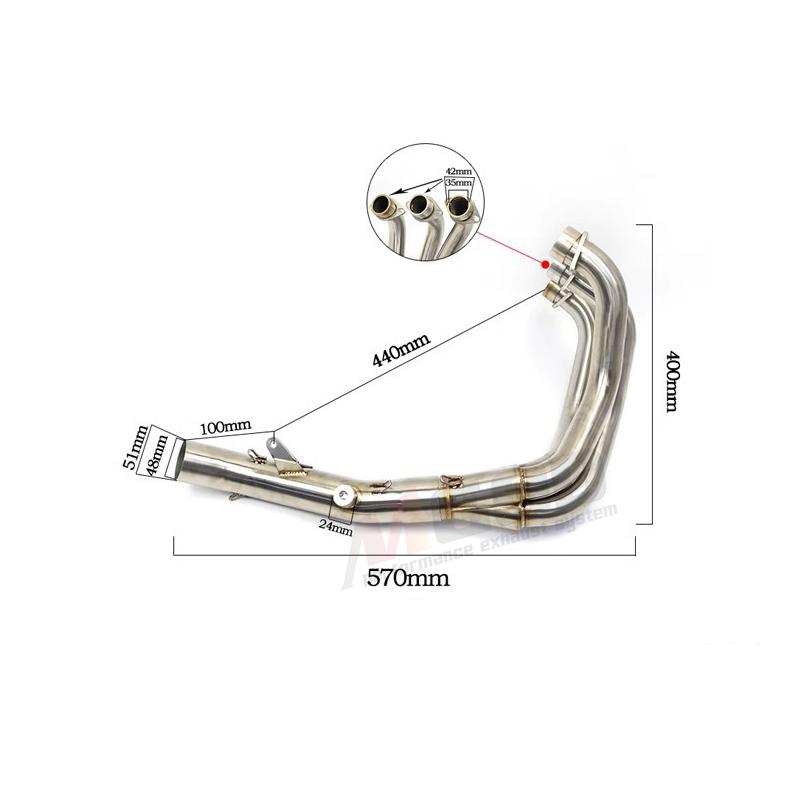 For MT-09 FZ-09 FJ09 MT09 FZ09 TRACER 900 2014-2020 51mm Motorcycle Exhaust System Slip On Front Link Pipe Moto Motorbike