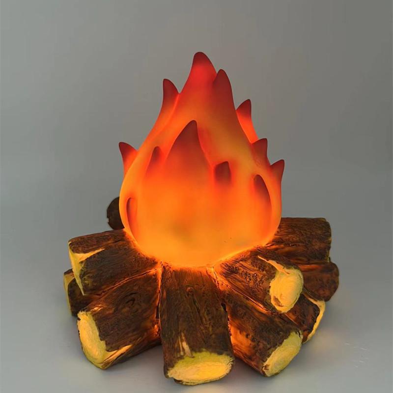 LED Resin Charcoal Flame Light: Modern Minimalist Battery-Operated Ornament & Christmas Gift Props