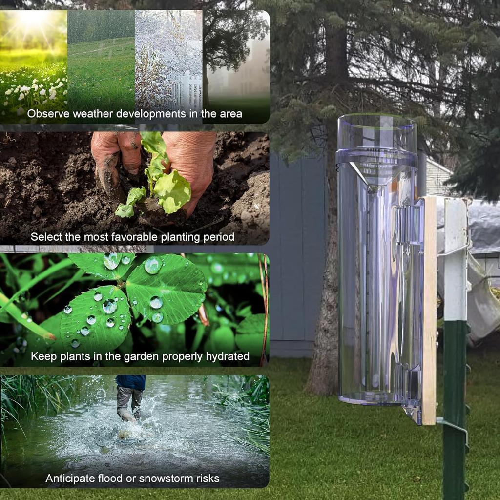 Outdoor Rain Gauge and Snow Professional Stratus Long Term, Made of UV and Heat Resistant Polycarbonate Material for All Weather Conditions with