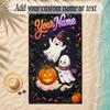 Halloween Theme Soft Beach Towel Personalized Custom Name Text Towel Portable for Beach Pool Travel