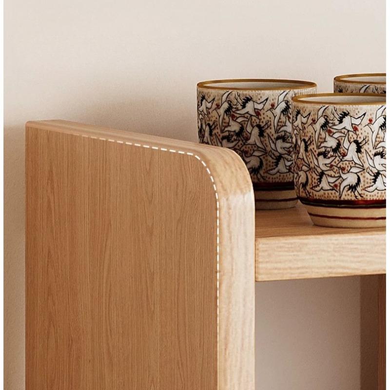 Solid Wood Cup Holder Rack, Japanese Desktop Mug Storage Organizer, Tea Set Display Stand for Kitchen & Home Office