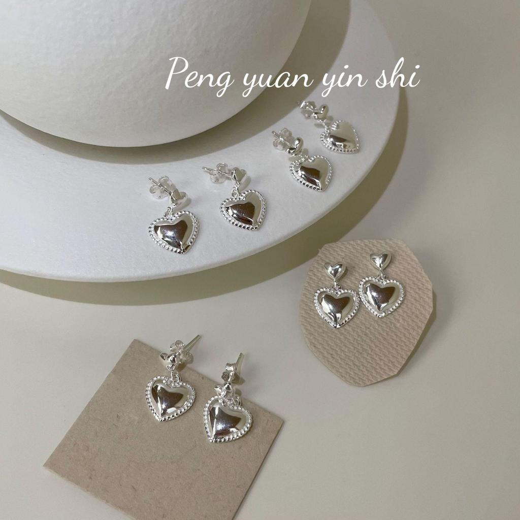 S925 Sterling Silver Heart Stud Earrings: Smooth, Versatile, Ins Style, High-End Feel