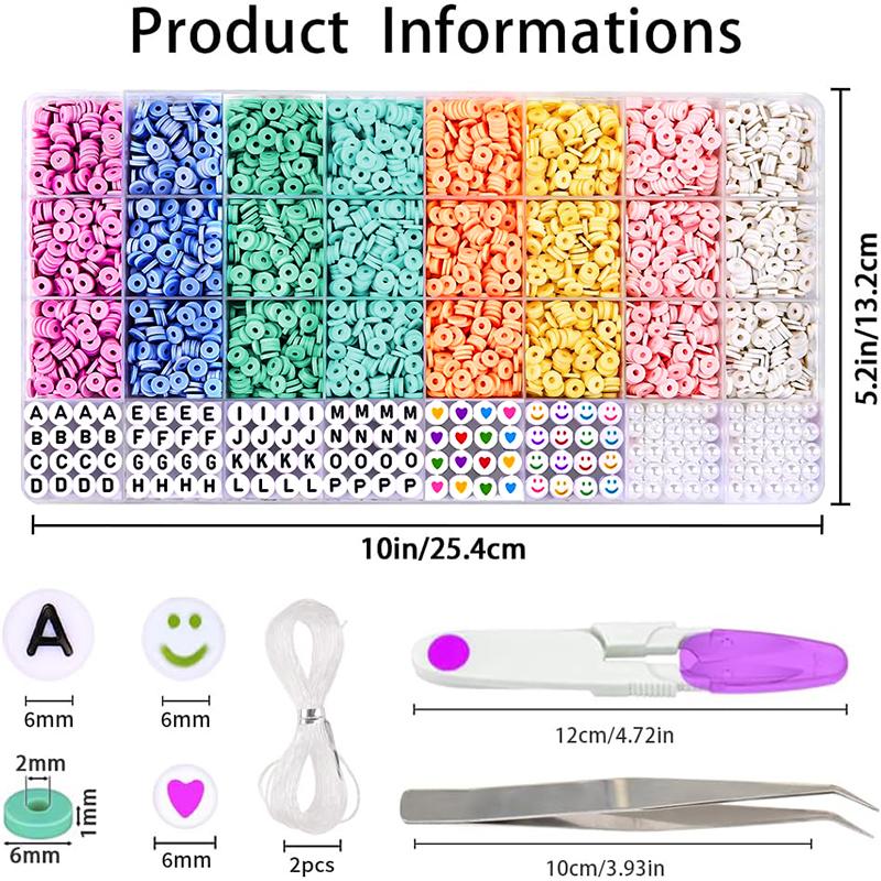 3860PCS Flat Clay Beads Bracelet Making Kit Acrylic Letter Beads Kit for Friendship Bracelets Jewelry Making DIY Crafts Gifts