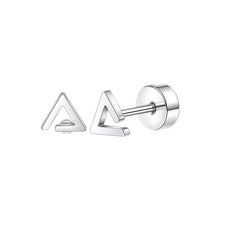2PCS/Set Stainless Steel Heart Moon Earbone Stud Screw Ball Stud Earrings for Women Fashion Ear Tragus Cartilage Body Piercing