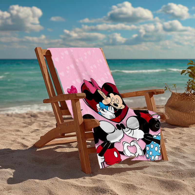 Ultra-Soft Beach Towel with Mickey-Minnie Theme,Ideal for Pool - Camping, Diving - Perfect Travel Essential, Vibrant Beach Towel.