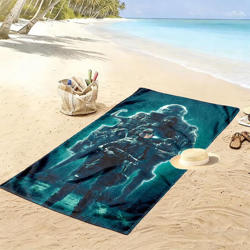 R6S Print Beach Towel, Large Soft Quick Dry Towel for Beach Camping Swimming