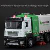 1/32 City Sweeper Model Toy Car Metal Diecast Sanitation Garbage Trucks Sound Light Pull Back Engineering for Kids Edutainment