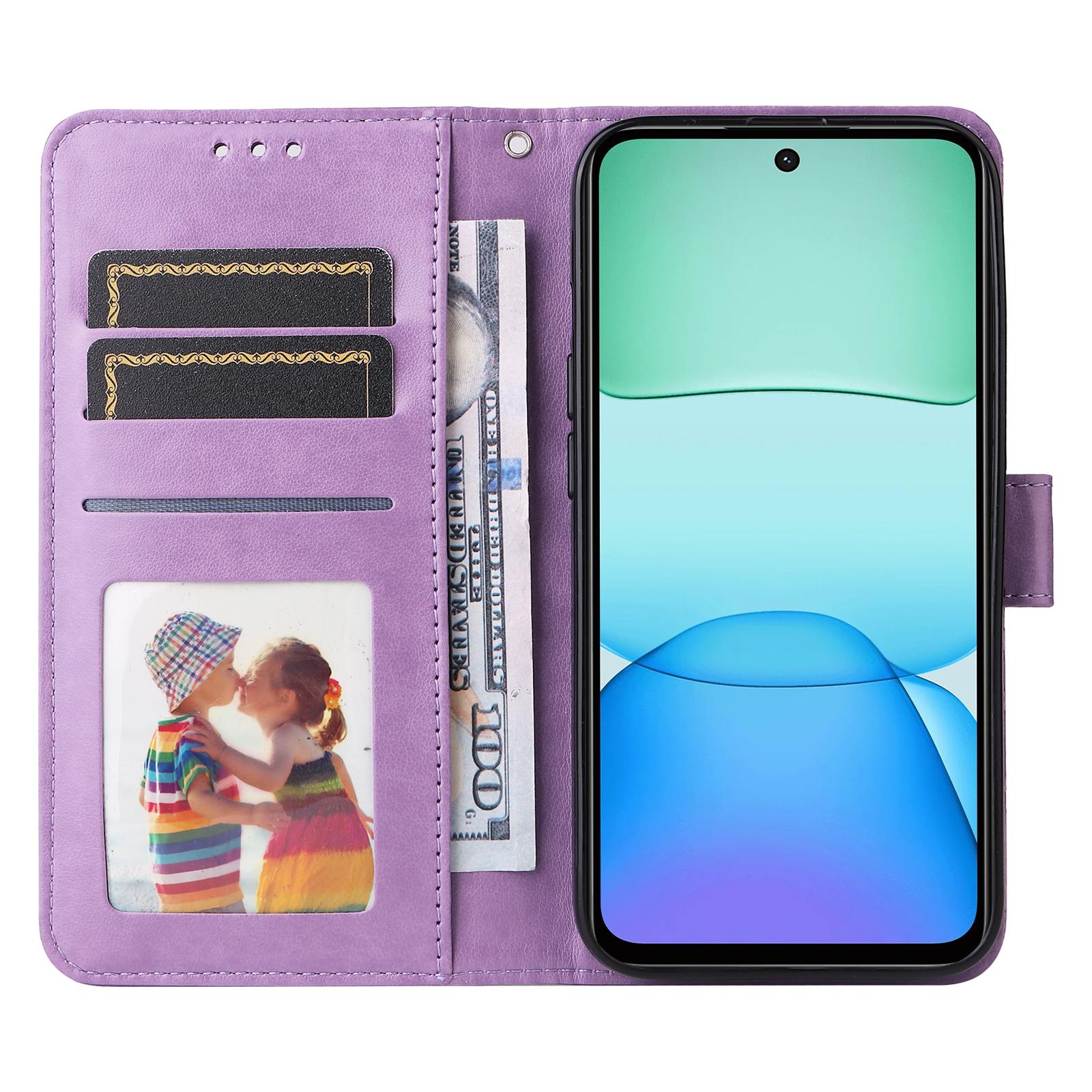 

For Xiaomi Redmi 13x 4G/13 5G/13 4G/Redmi Note 13R 5G/Poco M6 4G Leather Case Sunflower Phone Cover Purple