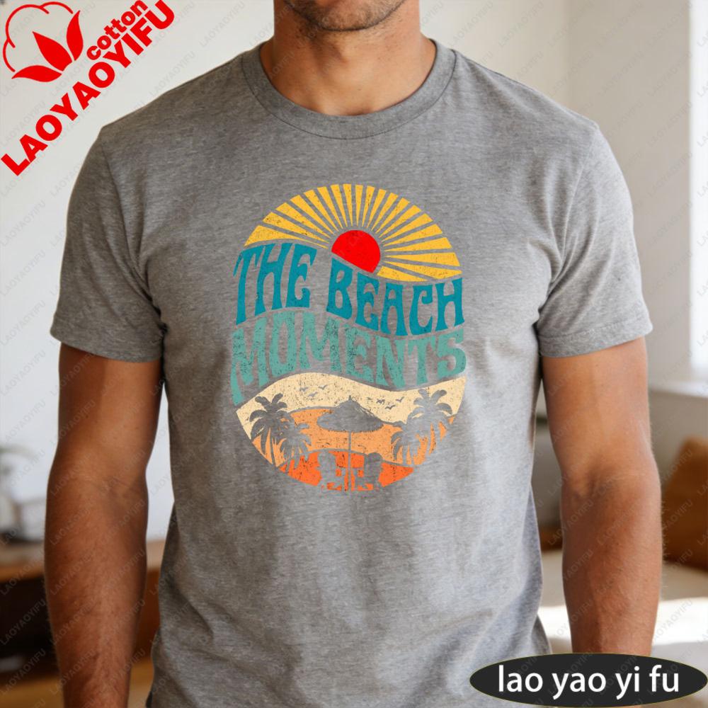 The Beach Mounisexts Summer Casual Unisex Tshirt Summer Beach Vacation Casual Daily Outfit Unisexs Crewneck Cotton Short Sleeve S