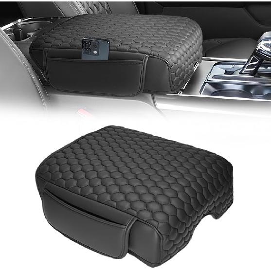 Center Console Cover Compatible With 2015-2025 Ford F150, 2017-2025 F250 F350 F450 With 40/20/40 Jump Seat, Leather Armrest Cover Middle Console