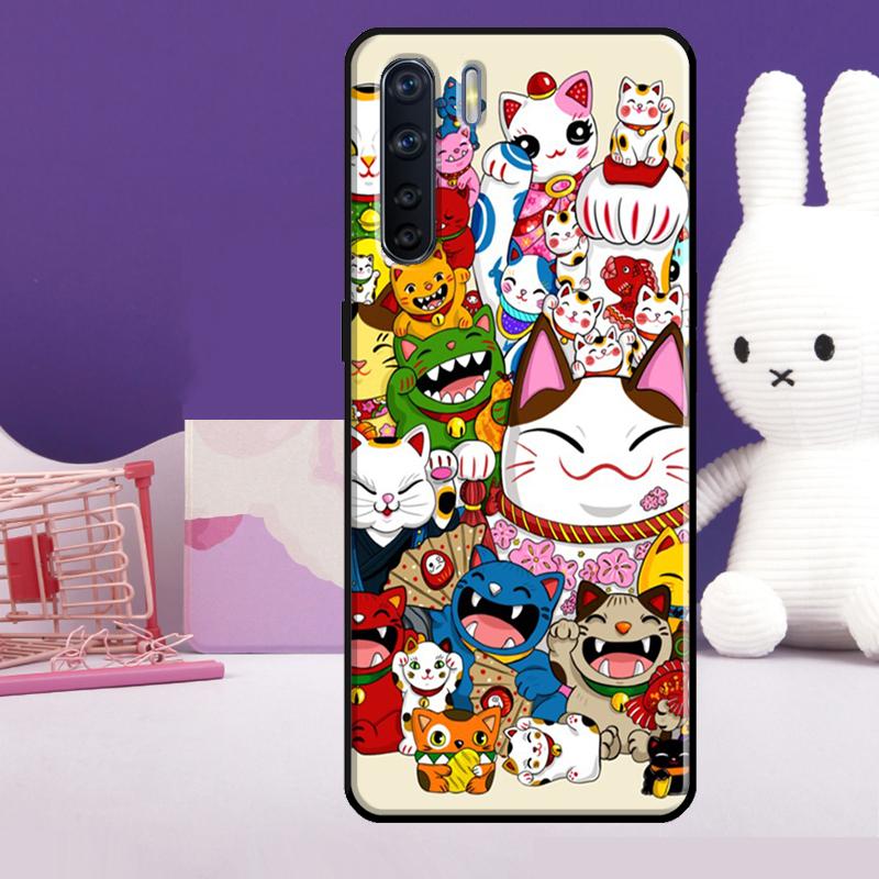 

Japanese Lucky Cat Art Case For Oppo A54 A74 A94 A80 A60 A40 A18 A38 A58 A78 A98 A96 A76 A16 A15 A17 A57 A77 A5 Pro OPPO A94 4G