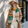 Loop Yarn Rainbow Tassel Shawl Rabbit Fur Ball Women Cape Simple Warm Wraps  Student