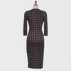 2025 Spring/Autumn Women's Retro Plaid Mid-Length Slit Dress