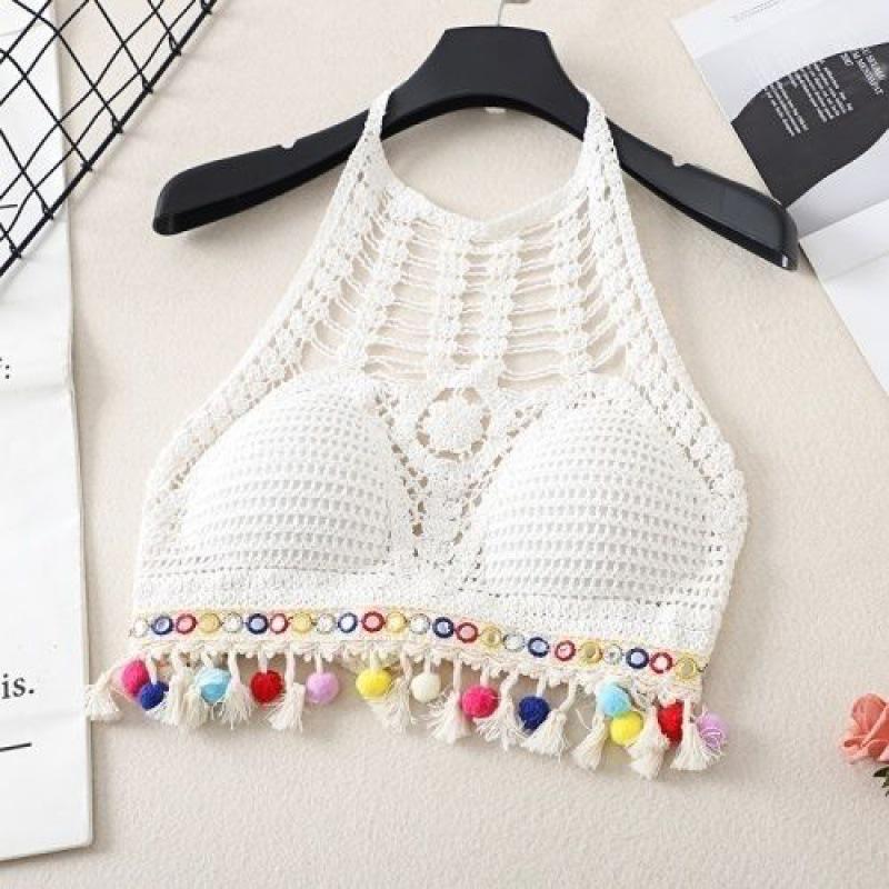 Bohemian Hollow Knit Halter Neck Camisole - Sexy Beach Resort Women's Tank Top