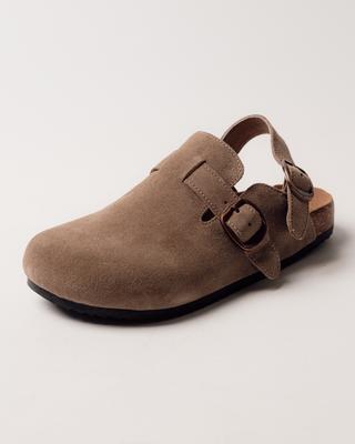 Allsy 194799 36 Buckle Platform Clogs Beige Suede