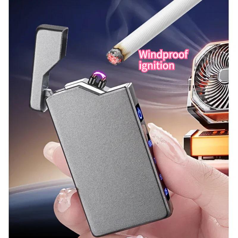 Home Multifunctional Dual Arc Windproof Cigarette Lighter Plasma Pulse Type-C Charging Men's Exquisite Small Gift