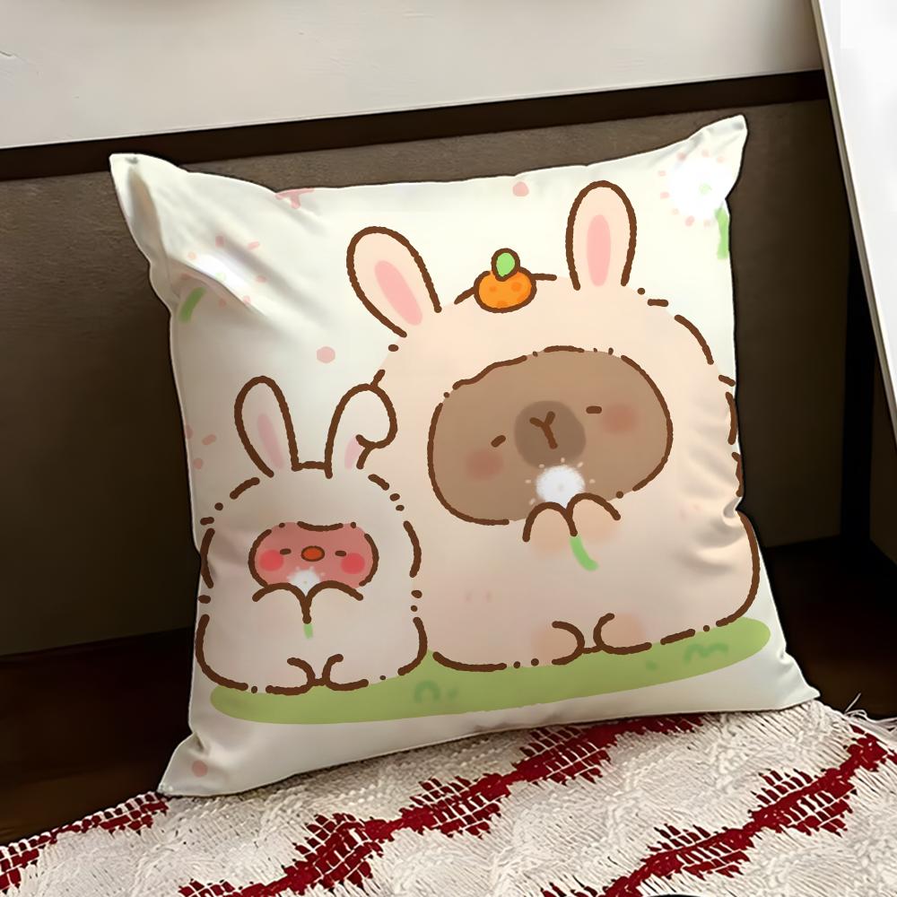 Cute CCapybara Cushion Cover Reversible Soft Durable Pillow Cover Home  Car MultiScene Use for Daily Comfort