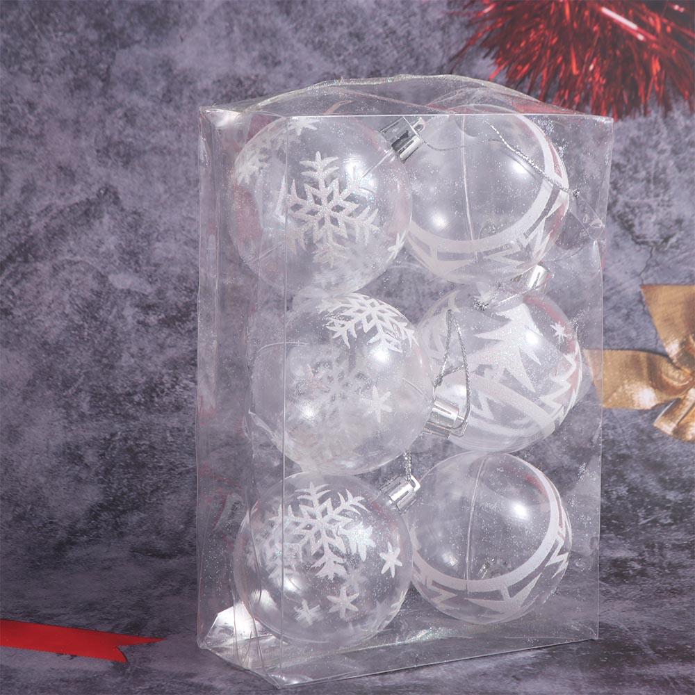 6pcs 6cm Christmas Ball Delicate White Painted Ball Christmas Tree Pendant  Office