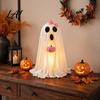 Spooky Seasonal Atmosphere Halloween Ghost Decoration Light-Up White with Pumpkin Indoor Children Party Favors Cute Standing Tabletop for
