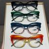 Fashionable Contrasting Cat Eye Presbyopia Glasses New Large Frame Polygonal Anti Blue Light Glasses Stylish Women Eyewear