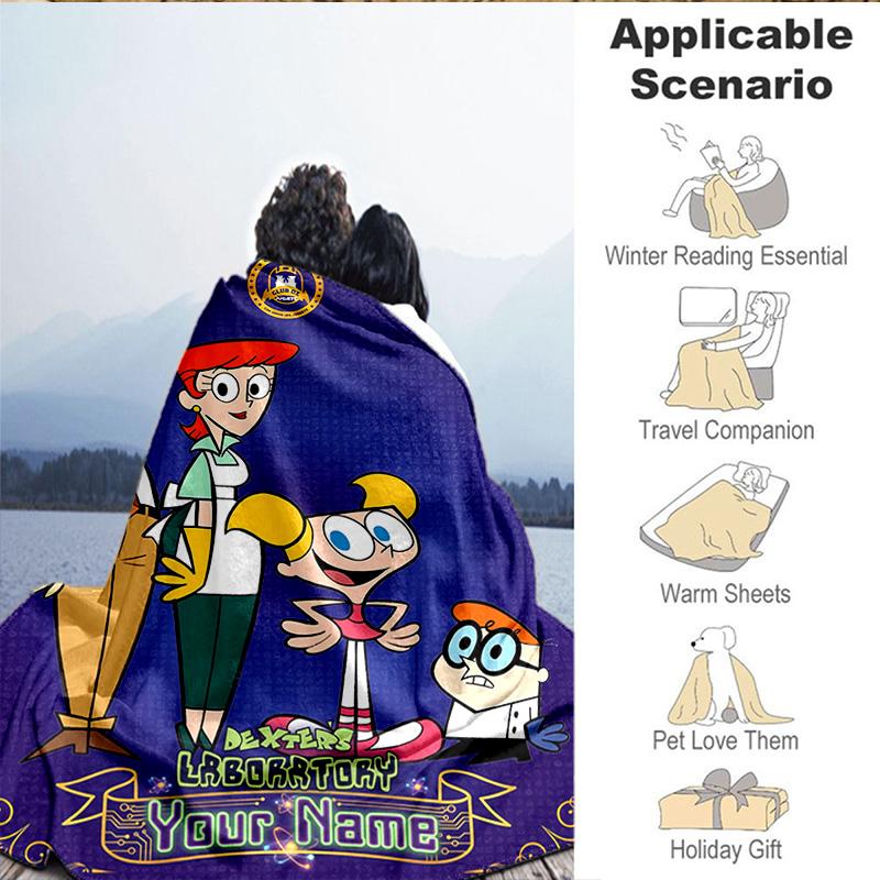 1PC Custom Name Blanket Dexter Power Adventure Flannel blankets Patterns Throw Blanket All-Season Soft Gift for Couch, Bed, Camping, Birthday gifts