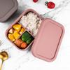 Silicone Bento Lunch Box Portable Reusable 3 Compartment Microwaveable Bento Box for Adult Kids